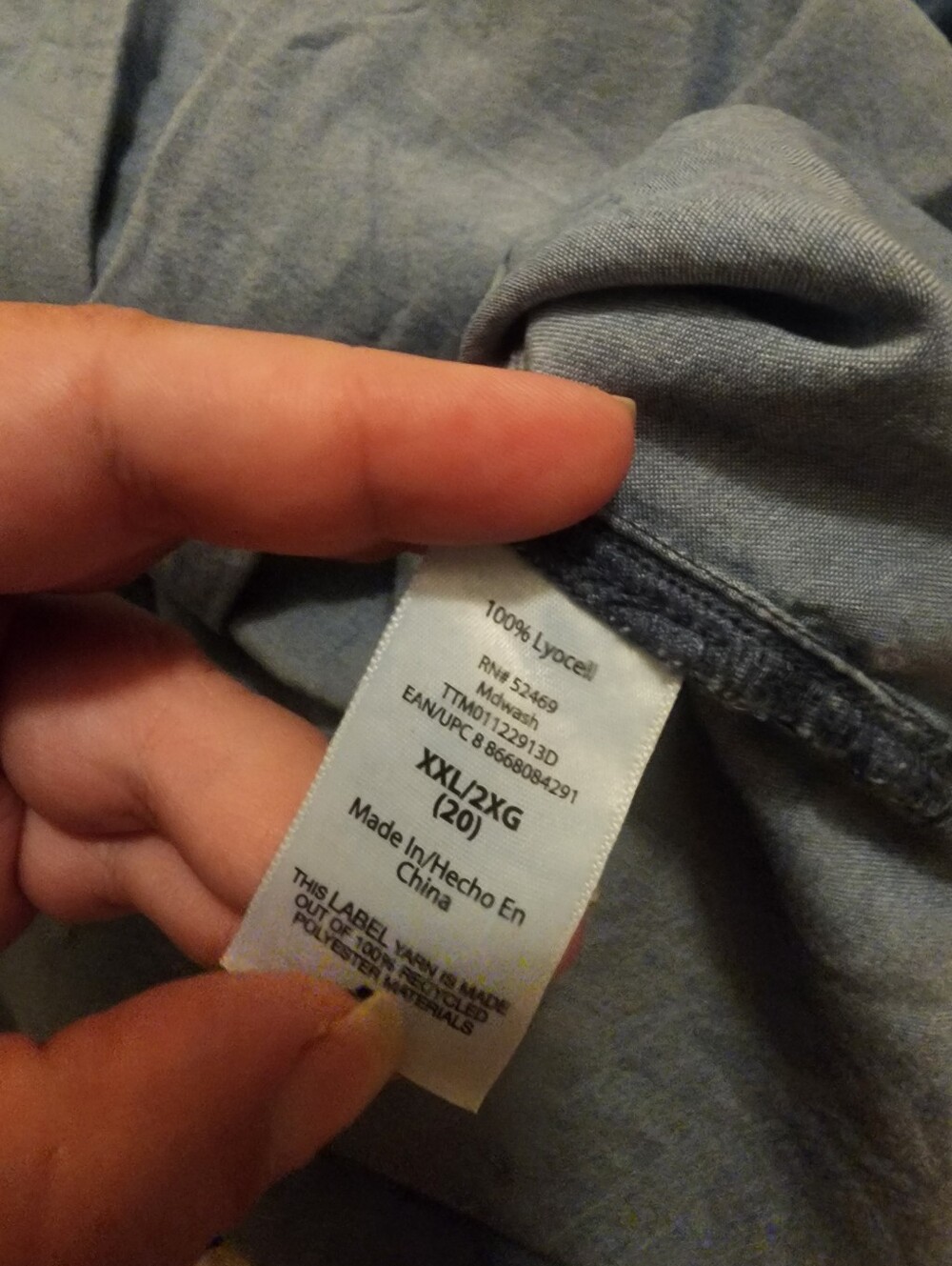 Sz XXL (20) Time and Tru Blue Denim Pintuck Tunic Maternity Top - Picture 4 of 5